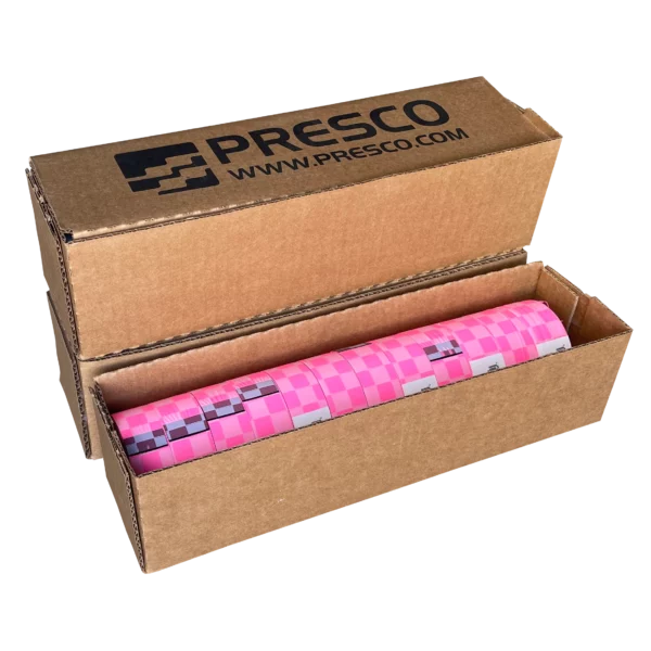 Pink Glo White Check Flagging Tape